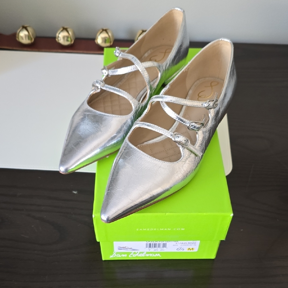 Sam Edelman Metallic Silver Flats